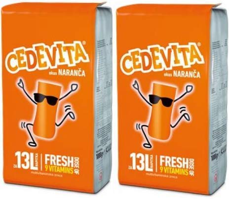 Cedevita naranja 2 x 1 kg de polvo efervescente de naranca con 9 vitaminas para 26L de bebidas sin alcohol