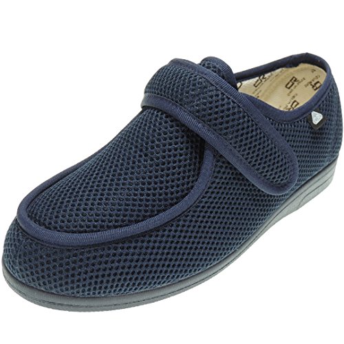 CELIARUIZ Wallaby-REJ Zapatilla Wallaby Rejilla Extra Ancho Especial Antibacteriana Sanitized Diabéticos Posoperatorio Ajuste Velcro Hombre Mujer Unisex Marino Talla 36