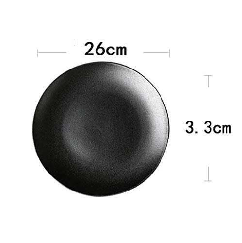 Cena de porcelana Malacasa Cena artesanal de cocina Platos negros 26cm (10 pulgadas) Platos de ensalada Colourworks Platos redondos Porcelana de grado AB sin BPA ( Color : NEGRO , Tamaño : 10-inch )
