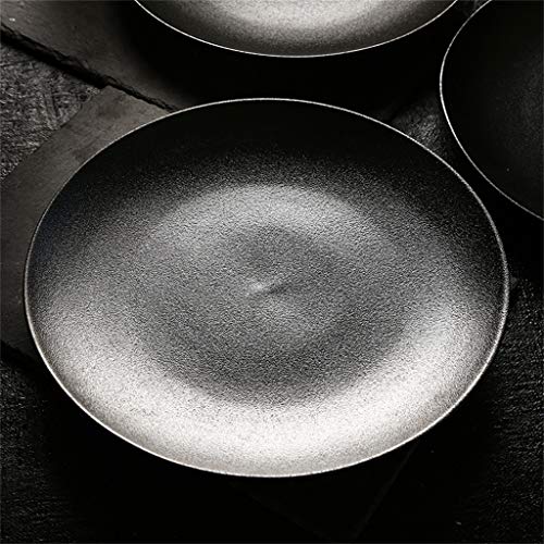 Cena de porcelana Malacasa Cena artesanal de cocina Platos negros 26cm (10 pulgadas) Platos de ensalada Colourworks Platos redondos Porcelana de grado AB sin BPA ( Color : NEGRO , Tamaño : 10-inch )