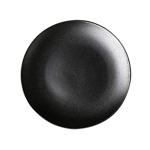 Cena de porcelana Malacasa Cena artesanal de cocina Platos negros 26cm (10 pulgadas) Platos de ensalada Colourworks Platos redondos Porcelana de grado AB sin BPA ( Color : NEGRO , Tamaño : 10-inch )