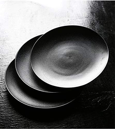 Cena de porcelana Malacasa Cena artesanal de cocina Platos negros 26cm (10 pulgadas) Platos de ensalada Colourworks Platos redondos Porcelana de grado AB sin BPA ( Color : NEGRO , Tamaño : 10-inch )