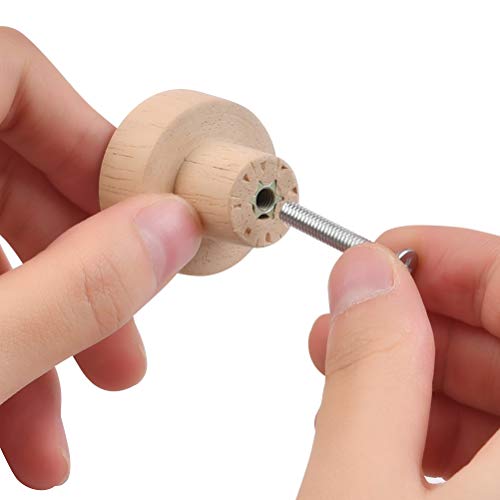 CENBEN 20pcs Pomos Redondos de Madera para Puerta de Armarios Pomos para Armario 3x2.5cm Tiradores Redondos para Cajón Perillas Redondas de Madera