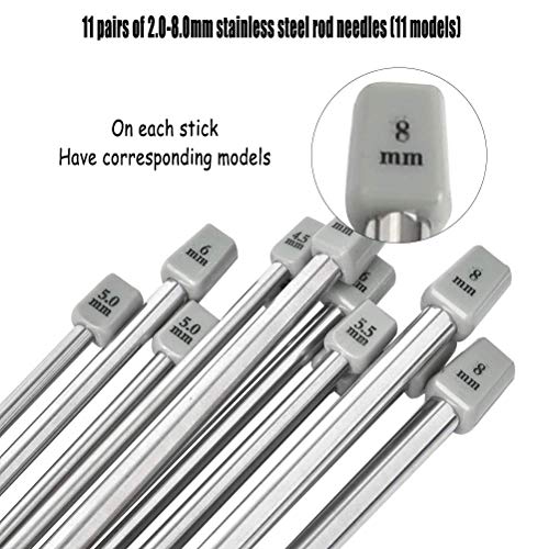CENBEN 50pcs Juego de Agujas de Tejer Agujas de Aleación de Aluminio para Tejer Kits de Punto de Tejer para Manualidad Accesorios Agujas para Tejer de Suéter Jersey Bufanda
