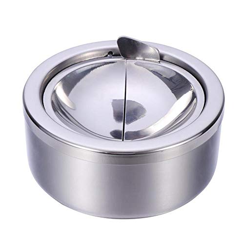 Cenicero redondo a prueba de viento para cigarrillos Cenicero de mesa de acero inoxidable Cenicero de escritorio para fumar