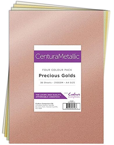 Centura CPM A4 Paquete de Tarjeta de 36 Hojas de Metallic-Oro Precioso, Precious Gold, 29.6 x 21 x 10.5 cm