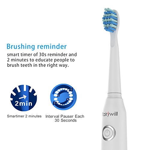 Cepillo de dientes eléctrico fairywill recargable con sonico tecnología,cepillo dental electrico impermeable fw-507 blanco.