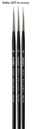 Cepillo Isabey 6227 Pure Kolinsky Series, sable marta, juego de 3 piezas 3/0, 2/0,0. (Isabey France)