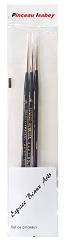 Cepillo Isabey 6227 Pure Kolinsky Series, sable marta, juego de 3 piezas 3/0, 2/0,0. (Isabey France)