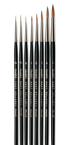 Cepillo Isabey 6227 Pure Kolinsky Series, sable marta, juego de 3 piezas 3/0, 2/0,0. (Isabey France)