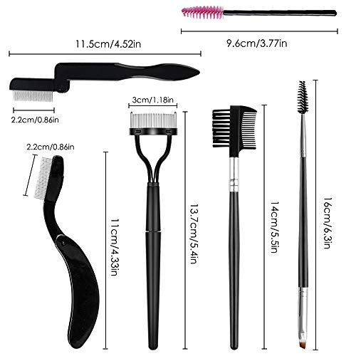 Cepillo y peine plegable para cejas, 7 unidades, de Sonku, cepillo para pestañas de acero para cejas con 20 cepillos desechables para herramientas de maquillaje