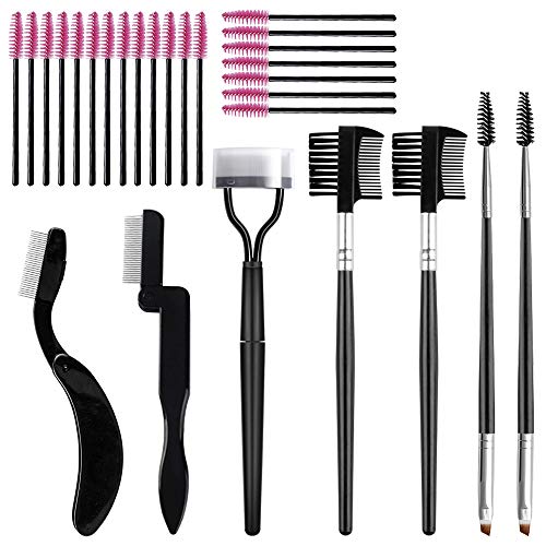 Cepillo y peine plegable para cejas, 7 unidades, de Sonku, cepillo para pestañas de acero para cejas con 20 cepillos desechables para herramientas de maquillaje