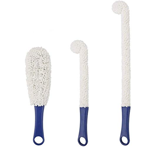 Cepillos para limpieza de jarras y cristalería Cepillo para limpieza de vidrio para limpiar áreas difíciles de alcanzar Artículos tales como copas de champán para vino, biberones para bebés Juego de 3