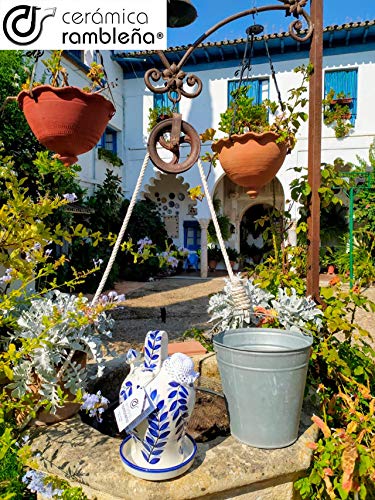 CERÁMICA RAMBLEÑA | Botijo de Barro decoración Guadalquivir de La Rambla (Córdoba) | Botijo Decorativo |100% Hecho a Mano | 3.5 litros | Eco | Accesorios incluidos
