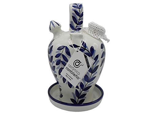 CERÁMICA RAMBLEÑA | Botijo de Barro decoración Guadalquivir de La Rambla (Córdoba) | Botijo Decorativo |100% Hecho a Mano | 3.5 litros | Eco | Accesorios incluidos
