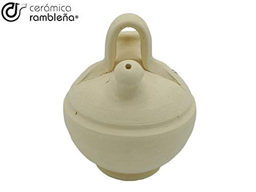 CERÁMICA RAMBLEÑA | Botijo de Barro Tradicional | Botijo Infantil de La Rambla (Córdoba) | 100% Hecho a Mano | 0.5 litros | Eco