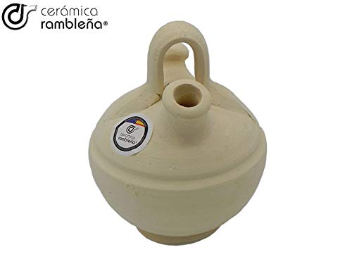 CERÁMICA RAMBLEÑA | Botijo de Barro Tradicional | Botijo Infantil de La Rambla (Córdoba) | 100% Hecho a Mano | 0.5 litros | Eco