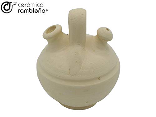 CERÁMICA RAMBLEÑA | Botijo de Barro Tradicional | Botijo Infantil de La Rambla (Córdoba) | 100% Hecho a Mano | 0.5 litros | Eco