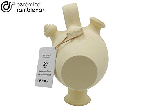 CERÁMICA RAMBLEÑA | Botijo de Barro Tradicional Tonel de La Rambla (Córdoba) | 100% Hecho a Mano | 2 litros | Eco