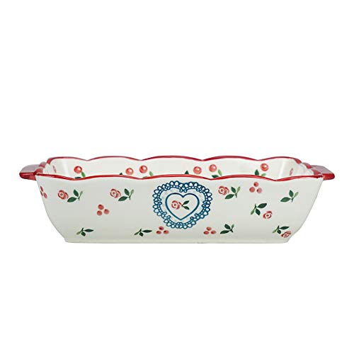 Cereza Cerámica Bandejas Horno Rectangular para Horno y microondas. Aptas para Nevera y Congelador 27.5CM×16CM
