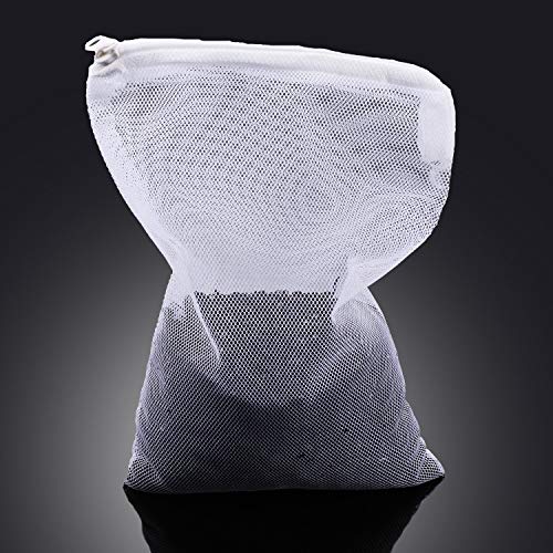 CESFONJER 20 Piezas Bolsas de Malla para Filtro de Acuario con Cremallera, Sistemas de Filtro, Bolsa de Nailon para Estanque de jardín o Acuario, 15 x 20 cm, Blanco y Negro