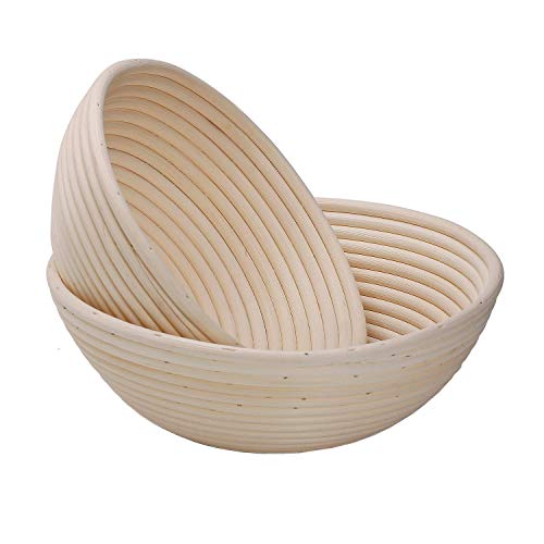 Cesta de Fermentación Pequeña Incl, Canasta de Prueba de Pan, Cesto Redondo de Fermentación para Hacer pan, Canastas de Masa de Bambú de Ratán Hechas a Mano Para Hornear Pan de Banneton (Ø 11 cm)