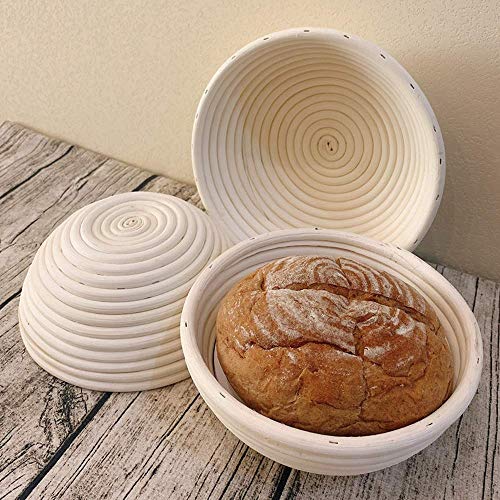 Cesta de Fermentación Pequeña Incl, Canasta de Prueba de Pan, Cesto Redondo de Fermentación para Hacer pan, Canastas de Masa de Bambú de Ratán Hechas a Mano Para Hornear Pan de Banneton (Ø 11 cm)