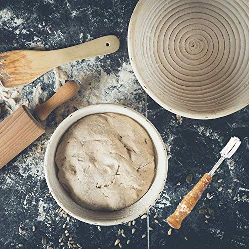 Cesta de Fermentación Pequeña Incl, Canasta de Prueba de Pan, Cesto Redondo de Fermentación para Hacer pan, Canastas de Masa de Bambú de Ratán Hechas a Mano Para Hornear Pan de Banneton (Ø 11 cm)