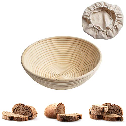 Cesta de Fermentación Pequeña Incl, Canasta de Prueba de Pan, Cesto Redondo de Fermentación para Hacer pan, Canastas de Masa de Bambú de Ratán Hechas a Mano Para Hornear Pan de Banneton (Ø 11 cm)