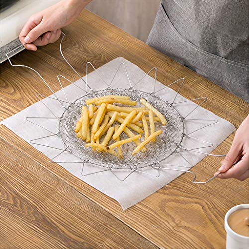 Cesta de freír de acero inoxidable 304, 2 piezas plegable de lavado de vapor colador tamiz malla colador herramientas de cocina