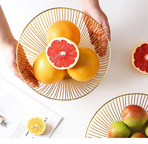 Cesta de frutero de mostrador, diseño Decorativo de Alambre de Acero Inoxidable de frutero con un Moderno Estilo Decorativo, Frutas, Verduras, bocadillos, artículos para el hogar (oro)