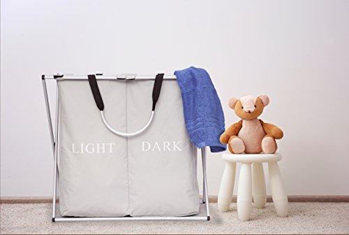 Cesta de ropa gris sucia resistente al agua fácil de forrar a un cubo grande Capacidad de forma de cubo de lona y diseño moderno y flexible