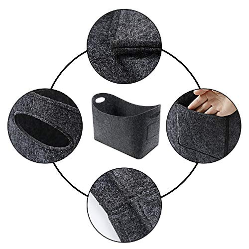 Cesta para Leña, Bolsa de Fieltro con Asa 54 x 39 x 40 cm, Ideal para Guardar Juguetes, Madera, Artículo de Compr, Periódicos (Gris Oscuro)