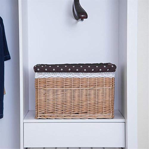Cesta trenzada con tapa, cestas de mimbre fabricado para la ropa sucia, cesta, cesta de almacenaje, para casa Daily Fabric Snack