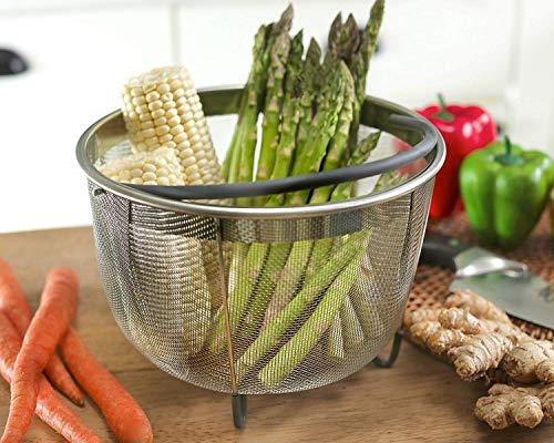 Cesto Para Cocción Cesta De Vapor Con Asa Para Maceta Instantánea, Accesorios Para La Mayoría De Cocinas A Presión, Verduras Al Vapor, Huevos 6QT Negro