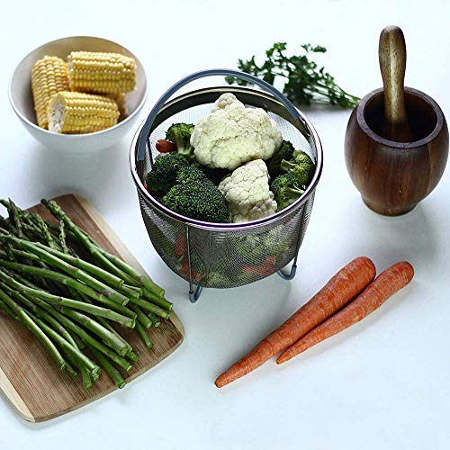 Cesto Para Cocción Cesta De Vapor Con Asa Para Maceta Instantánea, Accesorios Para La Mayoría De Cocinas A Presión, Verduras Al Vapor, Huevos 6QT Negro
