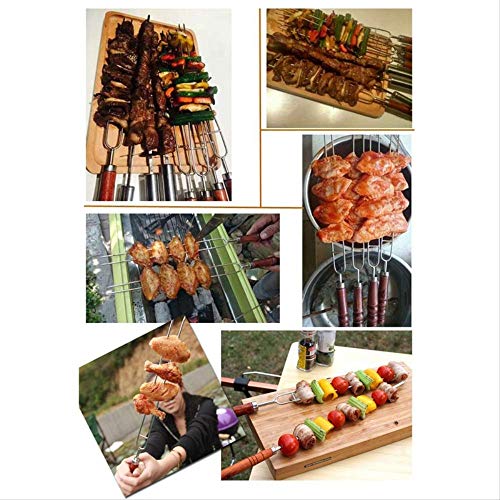 Cfbcc 5 Piezas de Acero Inoxidable del pincho Herramienta Plana Carne de la Barbacoa Brocheta Camping Catering Barbacoa Set Viaje al Aire Libre