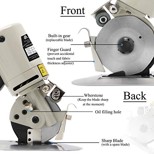 CGOLDENWALL YJ-90B Cortador de Tela Industrial Eléctrico Portátil丨30mm Grosor Máximo de Corte丨90mm Tamaño de Cuchilla丨Ideal para Textil Cuero Papel con Cuchilla Repuesto
