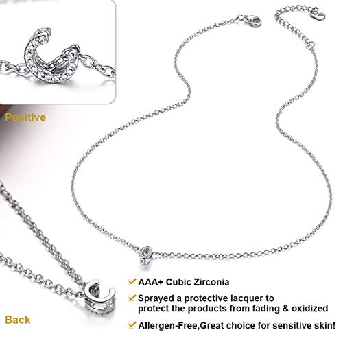 ChainsHouse Platino Collares de Letras L Chicas con Circones Brillante Collar con Colgantes Iniciales Mujeres
