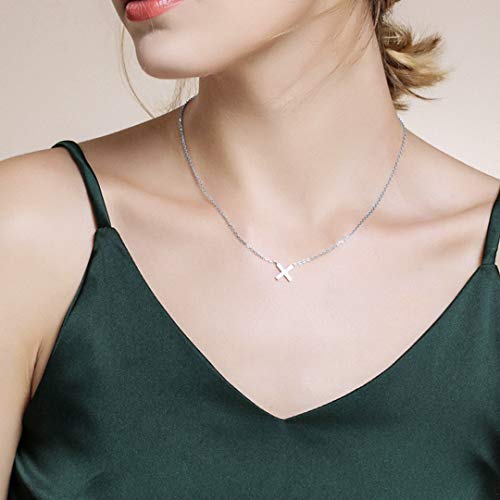 ChainsHouse Platino Collares de Letras L Chicas con Circones Brillante Collar con Colgantes Iniciales Mujeres