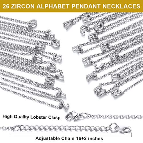 ChainsHouse Platino Collares de Letras L Chicas con Circones Brillante Collar con Colgantes Iniciales Mujeres