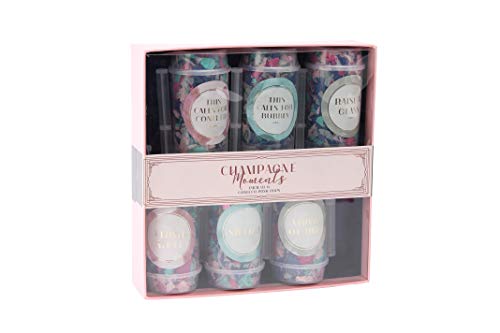 Champagne Moments GB02275 - Juego de 6 pompones de confeti con purpurina