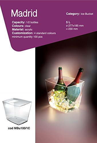 Champañera (DOIMO Flair Madrid Bucket de plástico Transparente/Cubitera/Enfriador de Vino/champán Schale/Ponche Carcasa/para 1 o 2 Botellas