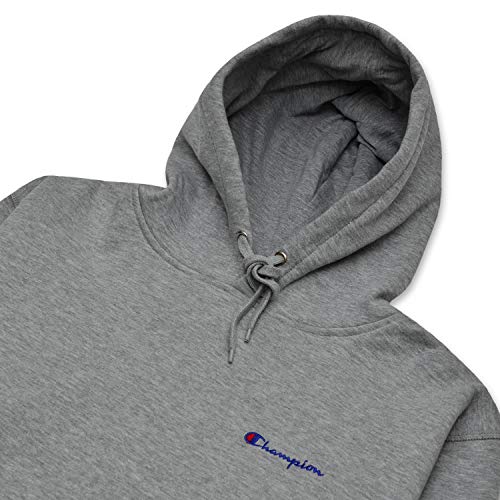 Champion Sudadera con Capucha y Logotipo de Escritura Bordado para Hombre 3X Heather Gris/Azul Marino
