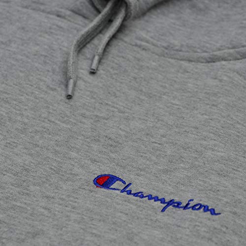 Champion Sudadera con Capucha y Logotipo de Escritura Bordado para Hombre 3X Heather Gris/Azul Marino