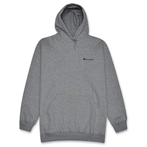 Champion Sudadera con Capucha y Logotipo de Escritura Bordado para Hombre 3X Heather Gris/Azul Marino