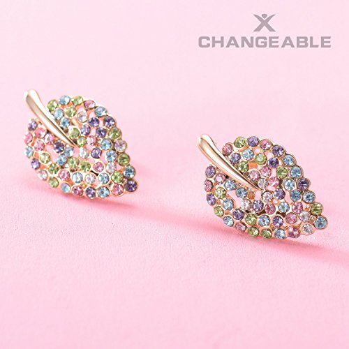 CHANGEABLE Hoja de Otoño Cristal Pendientes de mujer de plata de ley