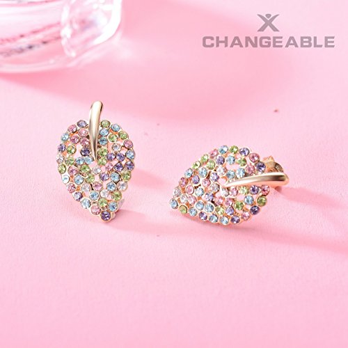 CHANGEABLE Hoja de Otoño Cristal Pendientes de mujer de plata de ley