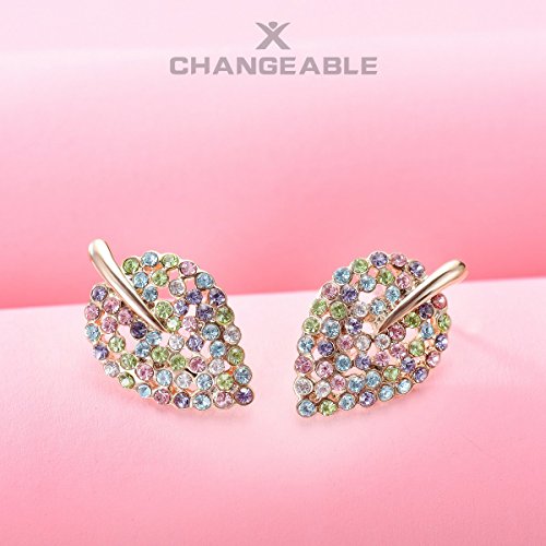 CHANGEABLE Hoja de Otoño Cristal Pendientes de mujer de plata de ley