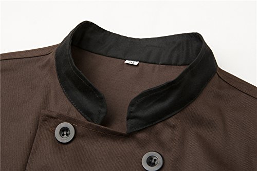 Chaqueta de Chef Cocina Uniforme Manga Corta Marrón